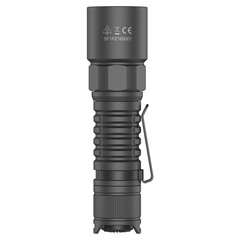 SPERAS PZ16 zoomable tactical hunting flashlight showing ergonomic grip pocket clip and aerospace aluminum body