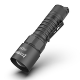 SPERAS PZ16 high performance 2400lm zoomable flashlight showing precision convex lens for spot and flood illumination