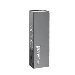 SPERAS U4 grey pocket flashlight side view showing USB-C charging port and brand logo