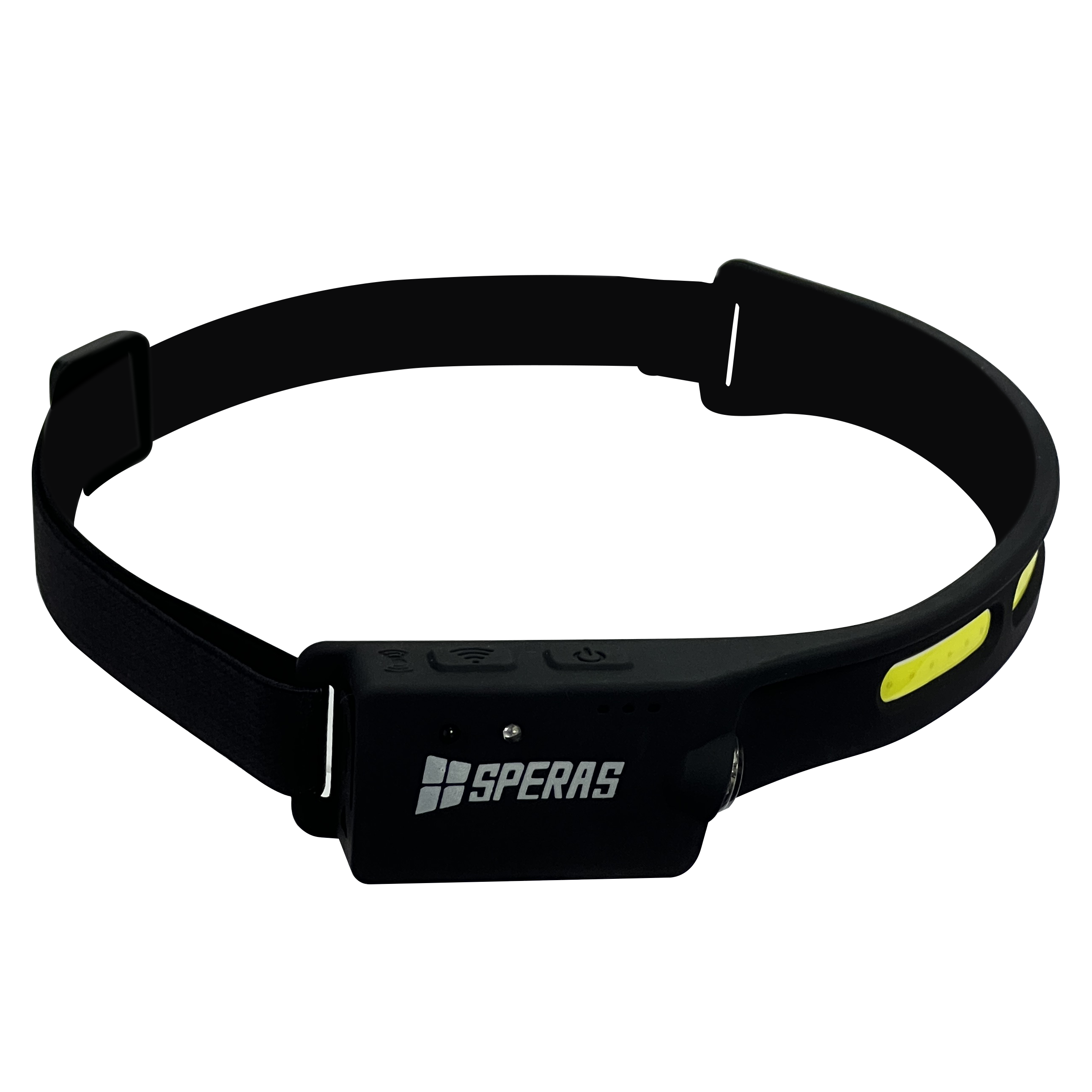 SPERAS B47L-1 lightweight running headlamp showing flexible COB LED strip and side XPG spotlight