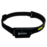 SPERAS B47L-1 lightweight running headlamp showing flexible COB LED strip and side XPG spotlight