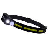 SPERAS B47L-1 pure white hands-free headlamp showing ultra-bright COB strip illumination