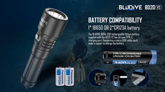 BLUDIVE BD20 V2 Dual Power Source and Type-C Rechargeable Battery