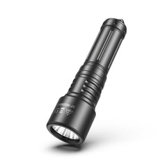 Bludive BD20 dive flashlight head showing AR coated lens and SMO reflector for 7 degree spot beam