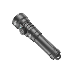 Tailcap and lanyard hole view of BLUDIVE BD30 powered by 5000mAh 21700 bipolar battery