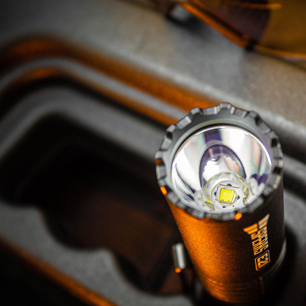 Precision smooth reflector and high-output LED of the SPERAS E21 utility light