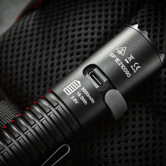 Close-up of SPERAS E21 universal USB-C charging port and emergency power output