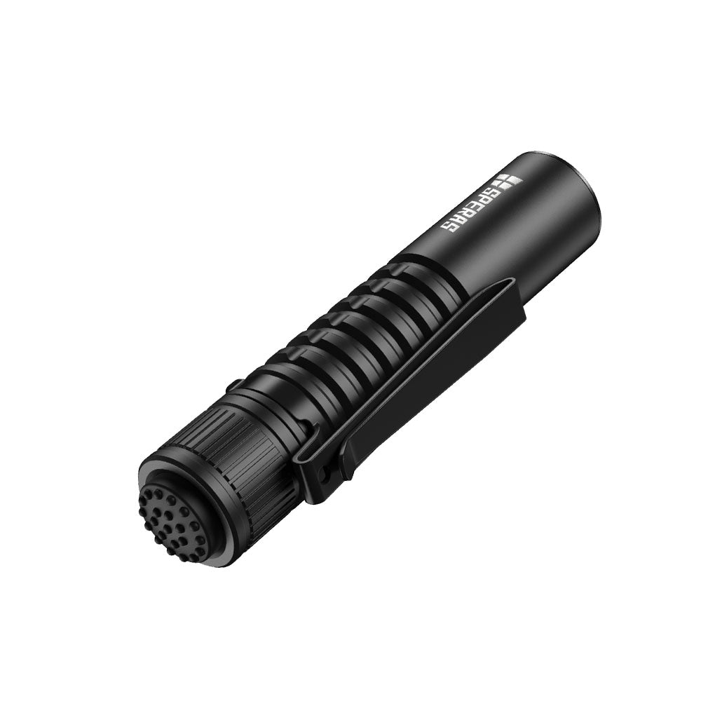 Two-step tactical tail button on SPERAS EST SE 1500 lumen torch