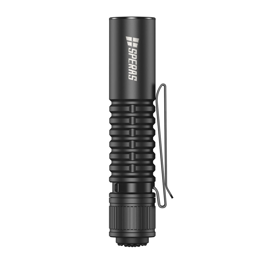 Side view of SPERAS EST SE 14500 rechargeable everyday carry flashlight