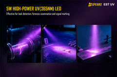 5W High Power 365nm UV Flashlight for leak detection and forensics