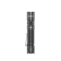 Front view of the SPERAS EST UV dual source tactical flashlight showing the side switch and power indicator