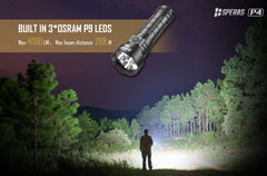 SPERAS P4 equipped with 3 OSRAM LEDs reaching 4000 lumens high output hunting flashlight