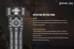 SPERAS P4 single side switch operation instructions for tactical flashlight