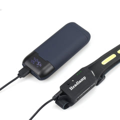 SPERAS PD21700 actively used as a portable power bank to charge a headlamp via USB