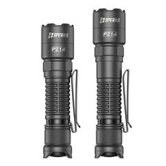 SPERAS PZ14 adjustable zoom system comparison showing flood to spot beam head extension