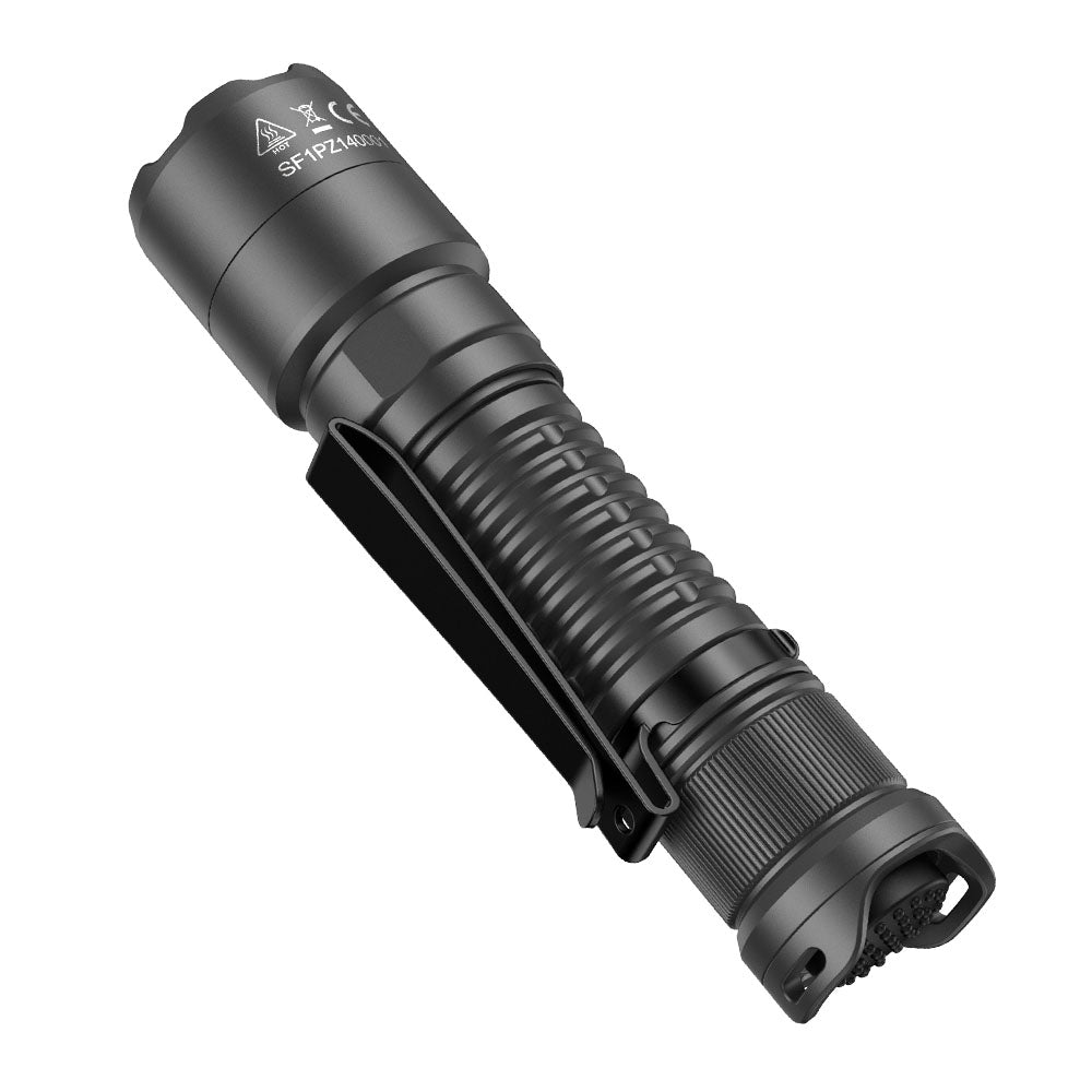 SPERAS PZ14 ultra-lightweight 57g everyday carry flashlight with secure pocket clip