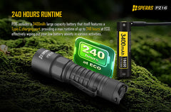 SPERAS PZ16 powered by an 18650 lithium battery delivering 240 hours of runtime