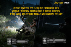 SPERAS PZ21 powerful EDC flashlight for hunting exploration and wildlife observation with zoomable function