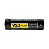 Horizontal view of the SPERAS RC14 lithium battery showing detailed specifications and 3.7V output