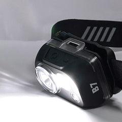 SPERAS B7 powerful headlamp activated emitting 600 lumen bright white light beam for night hiking