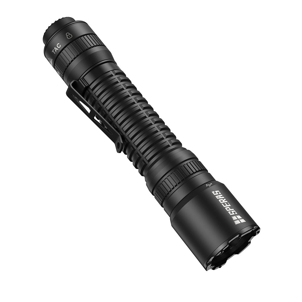 SPERAS EST30 patrol flashlight compatible with 18650 and CR123A batteries
