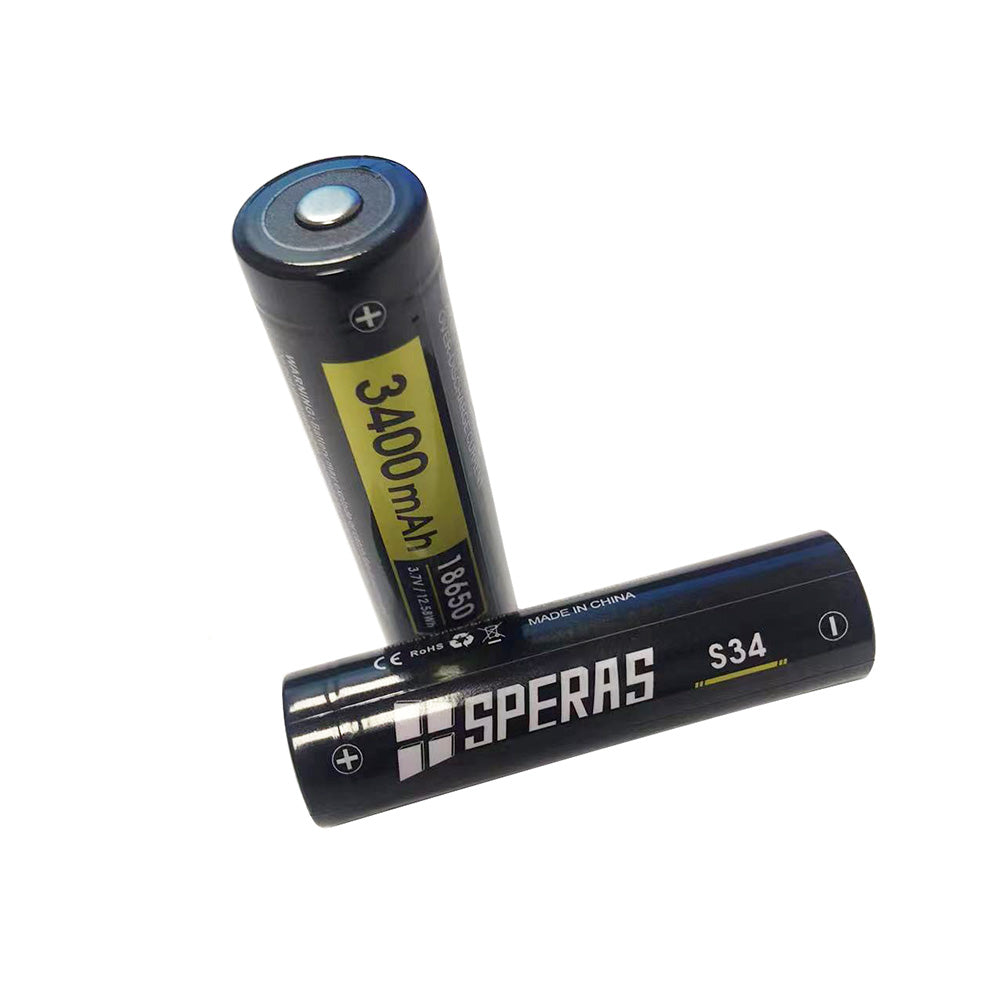 Two SPERAS S34 18650 3.7V high-performance lithium batteries