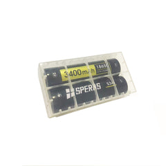 SPERAS 3400mAh 18650 lithium batteries organized in a protective battery box