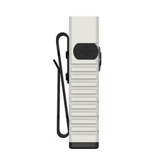 White SPERAS U3-GL compact pocket torch displaying the fast USB-C charging interface