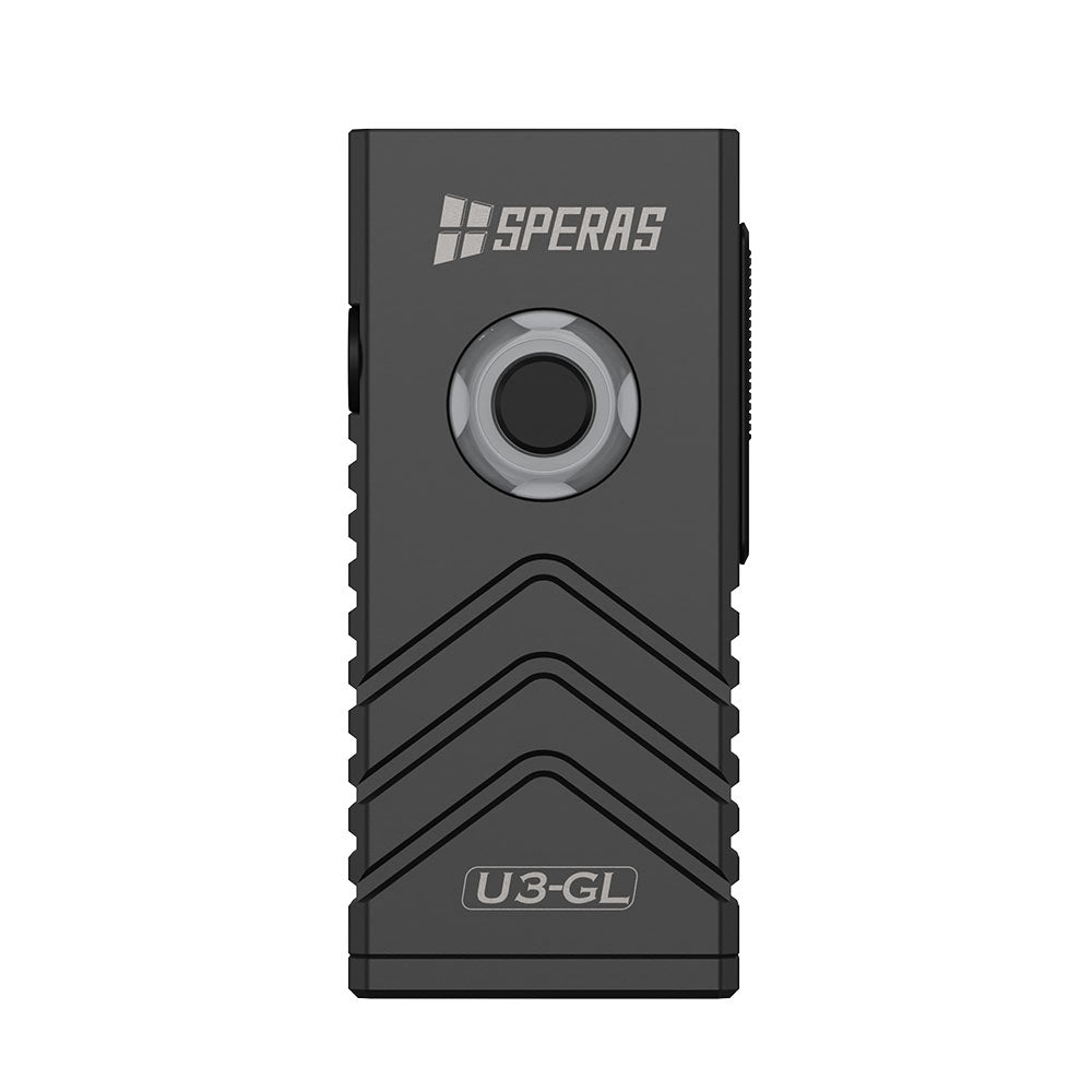 Black SPERAS U3-GL front face featuring UV detector and Red Blue flashing emergency beacon