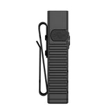 Back view of the Black SPERAS U3 showing the secure clip for backpacks and belts