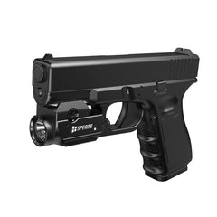 SPERAS WL40-GL high-power 1200LM LED light and green indicator combo mounted on an accessory rail