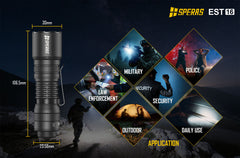 SPERAS EST16 Compact Tactical Flashlight | 1600lm 550m Throw