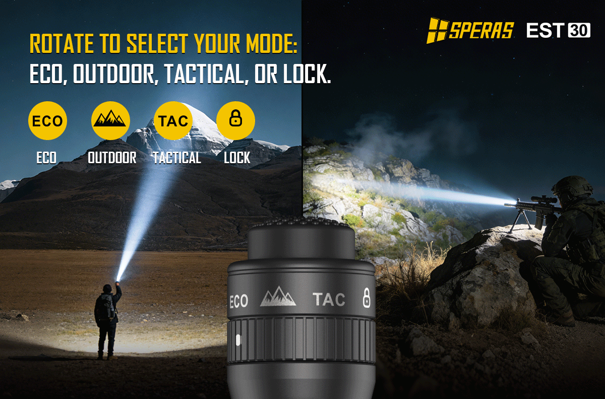SPERAS EST30 mechanical rotary ring for ECO TACTICAL and LOCK modes for duty use