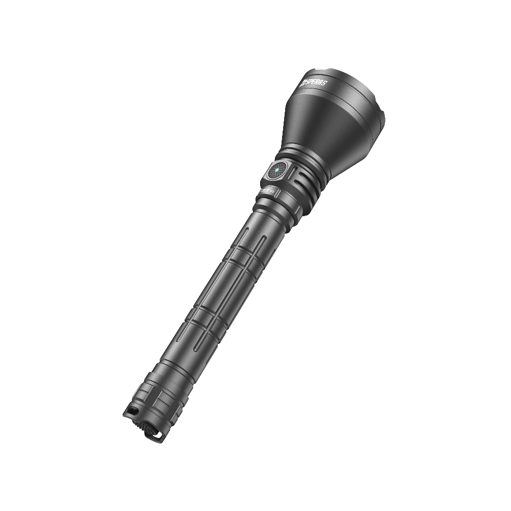 Angled view of the SPERAS T217 V3 outdoor flashlight showing the dual switch and 1-inch body tube