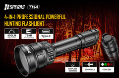 SPERAS TH4 compact 4-in-1 zoomable hunting flashlight for coyotes and wildlife