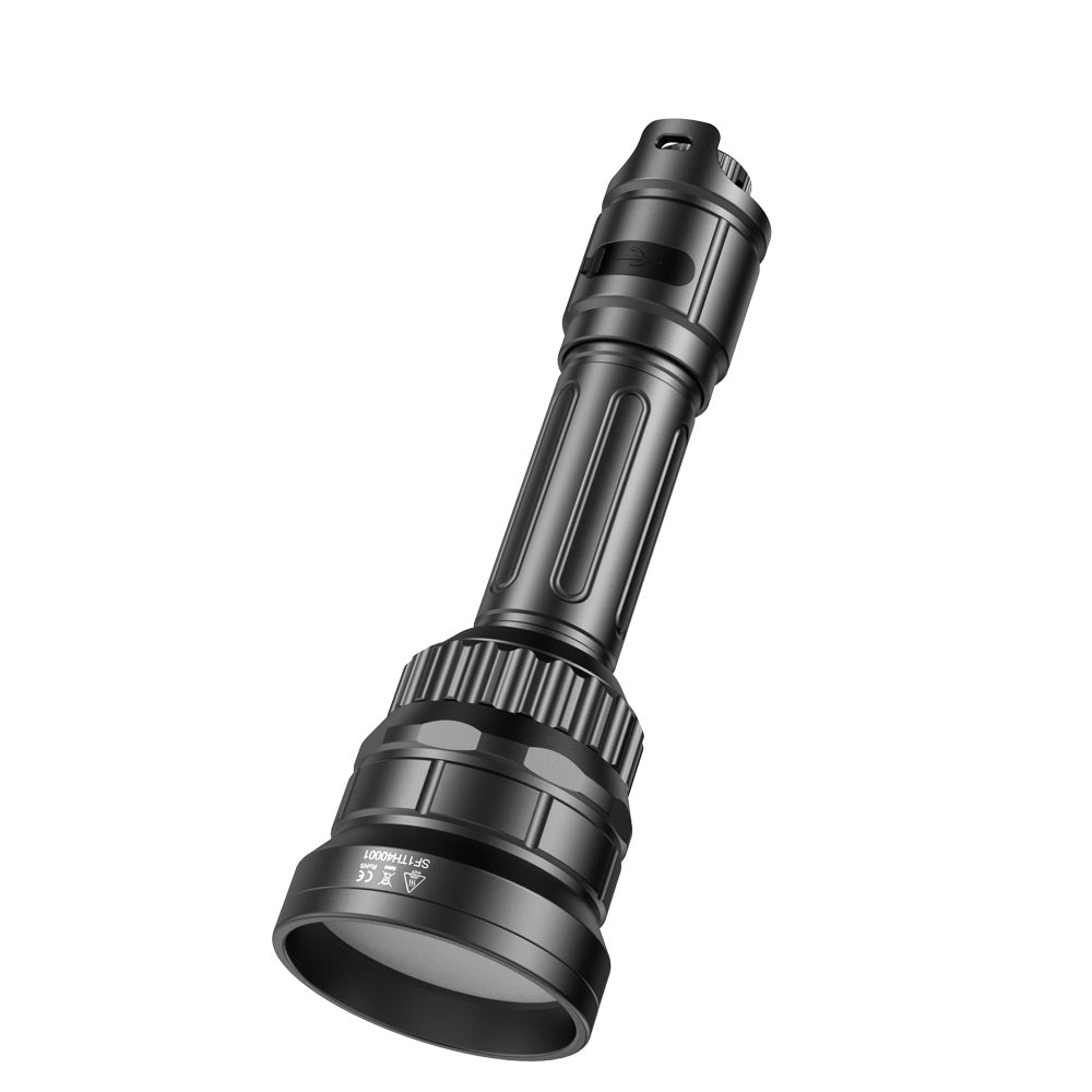 Optical lens of SPERAS TH4 zoomable hunting flashlight for flood to spot beam adjustment