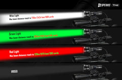 SPERAS TH4 compact predator light throwing distance chart for White Green Red and IR850 lights