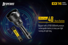 SPERAS TH6 hunting flashlight 48 hours long runtime battery via USB-C
