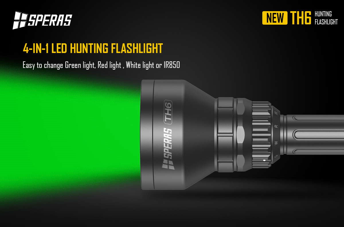SPERAS TH6 RGB hunting flashlight instant color switching rotary switch