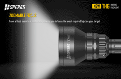 SPERAS TH6 zoomable flashlight adjustable focus beam mechanism for long range tracking