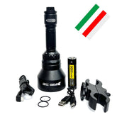 SPERAS TH6 hunting gear set displaying White, Red, Green, and IR850 LED capabilities with USB-C charging accessories