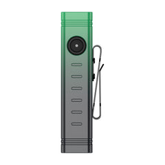 Ultra-slim side profile of the SPERAS U2 green flat flashlight for lightweight EDC use