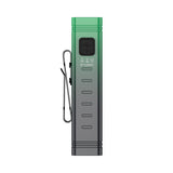 Side view of SPERAS U2 green light highlighting the sturdy clip for belt or pocket attachment