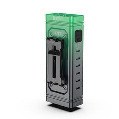 SPERAS U2T green flashlight showing the heavy-duty pocket clip and tail button