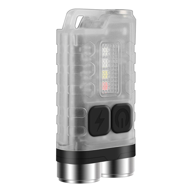 Side profile view of the robust black aluminum SPERAS V3 EDC flashlight highlighting durable pocket clip and dual emitter head.