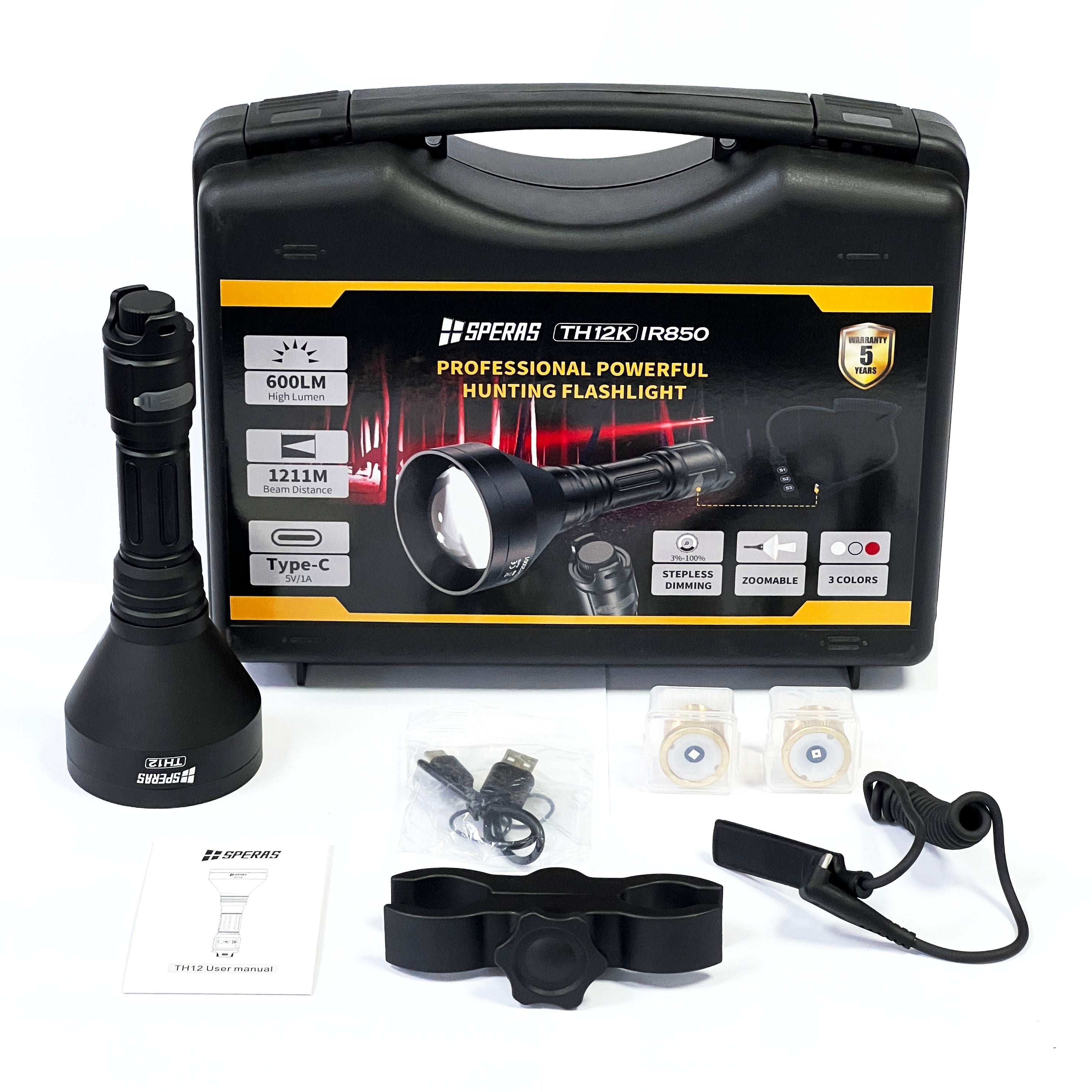 SPERAS TH12K IR850 Long-Range Observation Kit | 1680m Zoomable Search Light
