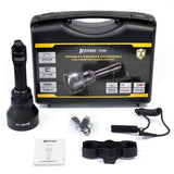 SPERAS TH6 4-in-1 LED Hunting Flashlight complete kit in hard case with 21700 battery, scope mount, and remote pressure switch