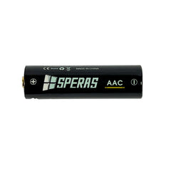 Horizontal view of SPERAS AAC USB-C rechargeable AA battery