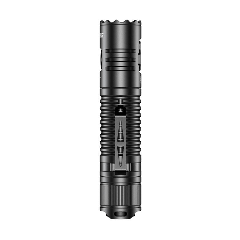 Front view of SPERAS EST law enforcement torch light displaying LED power indicator switch