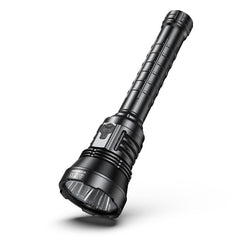 Close up of SPERAS P10R V2 flashlight head featuring 3 pieces of Luminus SST70 LEDs